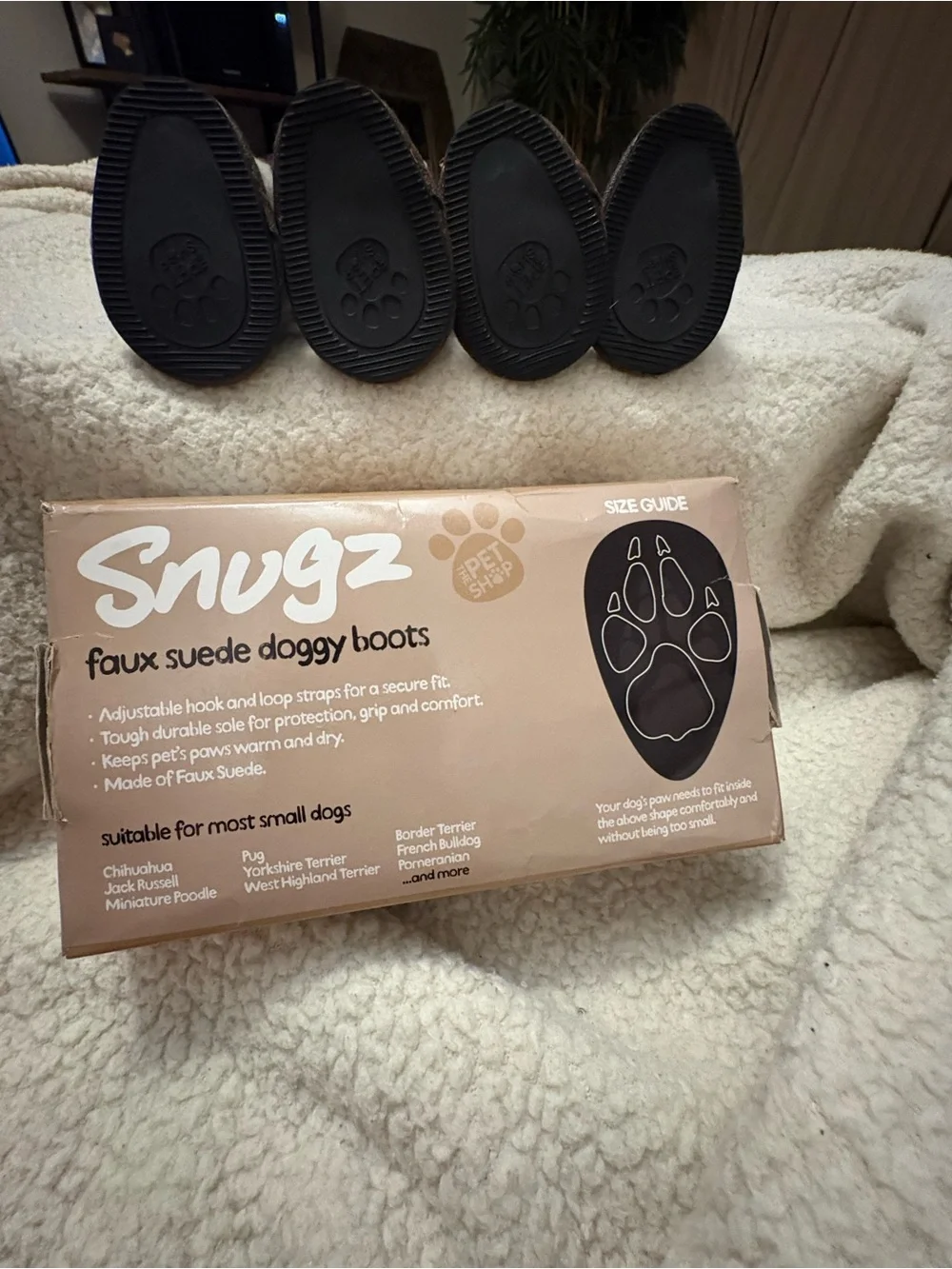 Snugz by Pet Shop Faux Suede Doggy Boots – Small Dogs – 4-Piece Set